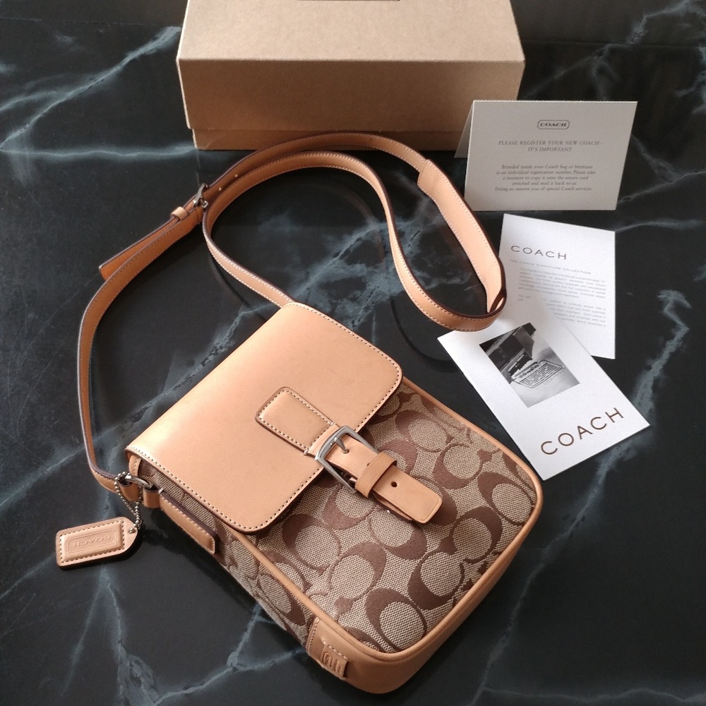 Coach Signature Binocular Bag in Khaki